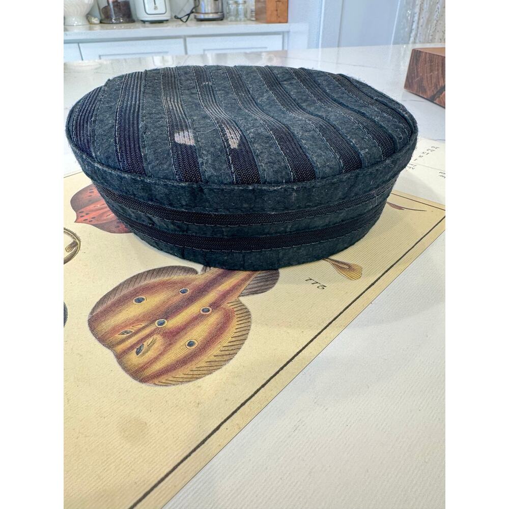 Antique Victorian Mourning Bonnet / Cap (Black Silk & Mesh)